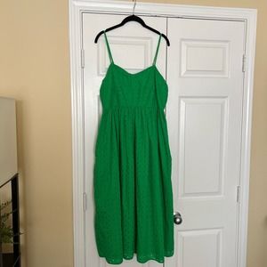 A New Day Kelly Green Cotton Eyelet Midi Dress / Women’s Size Large